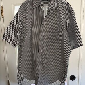 Balenciaga Black and White Striped Casual Shirt